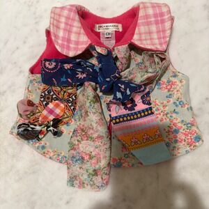 Amo Makaria Vest Floral Patchwork Peter Pan Collar‎ Sleeveless Top Size CH